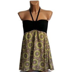 Szoknya 2in1 barna, sárga virággal