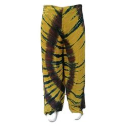 Lapnadrág batikolt sárga-barna-sötétkék