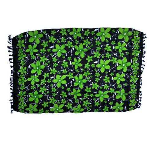 Sarong fekete alapon zöld virágos