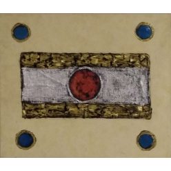 Absztrakt festmény 4 kör alakú kagylóval