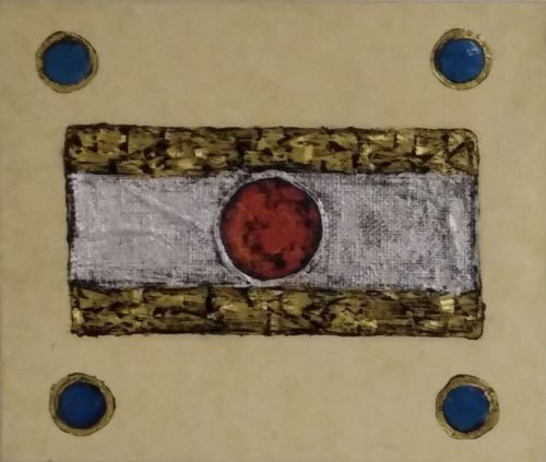 Absztrakt festmény 4 kör alakú kagylóval