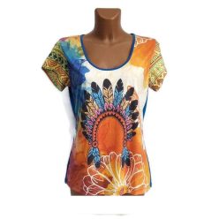   UDG rövid ujjú felső, indián fejdísz mintás "L"