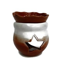   Párologtató, aromalámpa illóolajhoz, öblös holdas narancs-fehér