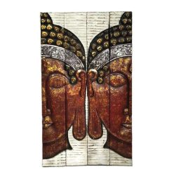   Buddha kép falra 4 részes, összecsukható piros-fehér festett