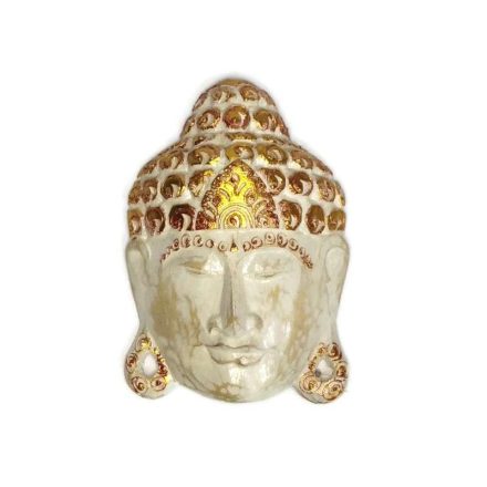 Buddha fej fehér-arany "S" 