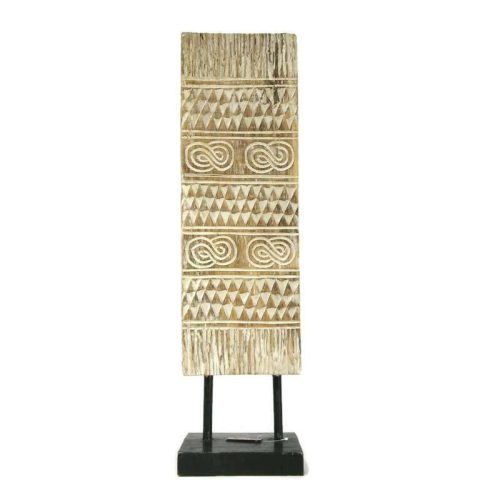 Fa panel, világosbarna antikolt "M"