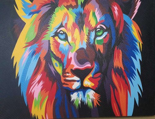 Aboriginal stílusú oroszlán festmény