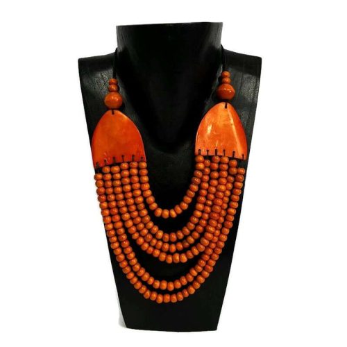 Nyaklánc, női, narancs 6 soros