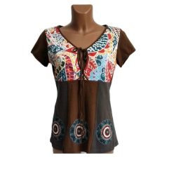 UDG rövid ujjú felső barna-acélszürke, mandala mintás