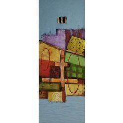 Világoskék alapon absztrakt festmény 