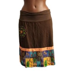   UDG szoknya barna, patchwork stílusú alsó résszel "M"