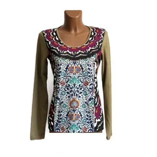 UDG hosszú ujjú felső homokszínű ujjú, inda motívumos