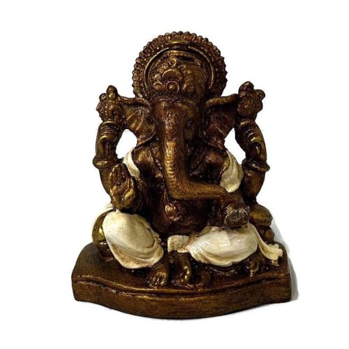 Négykarú Ganesha szobor - arany-fehér, bölcsesség és akadály elhárítás