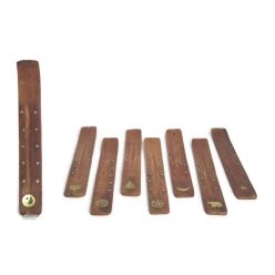   Fa füstölőtartó "sítalp" barna, Yin-Yang motívummal