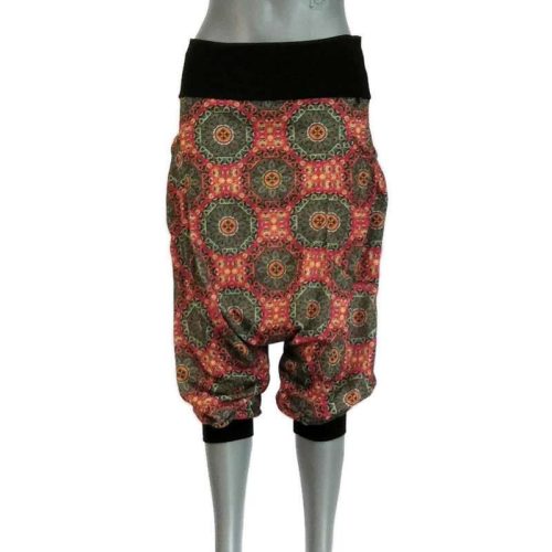 Zsebes 2in1 nadrág piros, zöld virággal