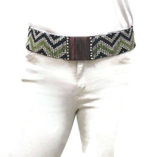 Öv széles, zöld cikcakkos