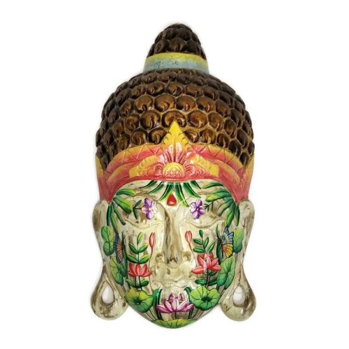 Buddha fej fehér-virágos 50cm lótuszvirág az állon