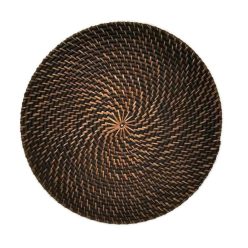 Rattan tányéralátét kör fekete 30cm