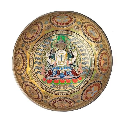 Hangtál Tibeti kézzel festett- Thanka Csenrezig Buddha 2288gr