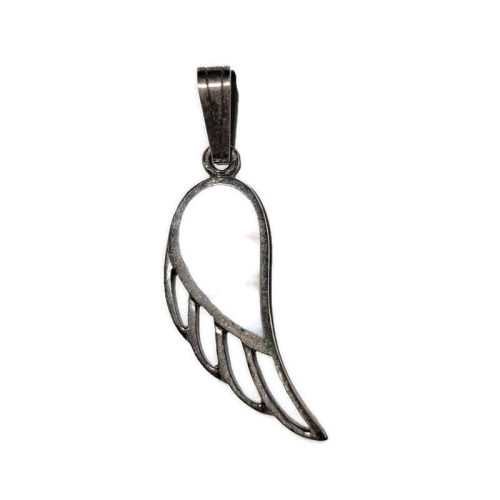 Kézzel készült ezüst angyalszárny medál gyöngyházfehér kagylóval kicsi