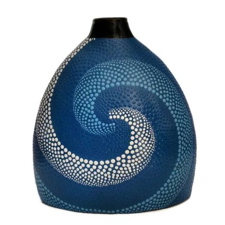 Váza aboriginal jellegű kék spirál