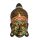 Buddha fej sötétbarna-virágos 50cm madár az arcon