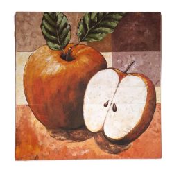   Kézzel festett akril vászonkép- alma motívummal, piros, bordó és fehér színben