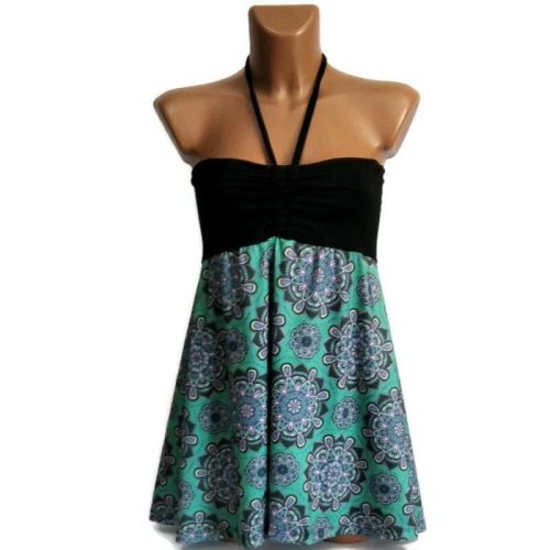 Szoknya 2in1 türkizzöld, virággal