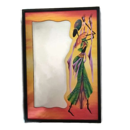 Fa kép tükörrel, afrikai táncosnő, 1 alak