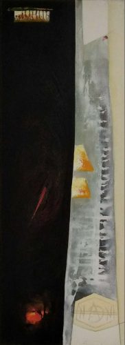 Fekete-fehér absztrakt festmény 45x120cm