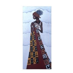   Afrikai nő portré – kézzel festett akril vászonkép tradicionális mintákkal, etnikai stílusban