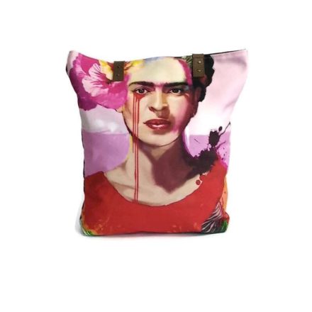 Frida női válltáska, szegecselt textilbőr füllel, rózsaszín alapszín