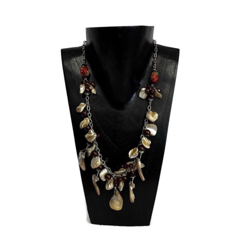 Nyaklánc, női, kagyló és mintás üveggyöngy 5.