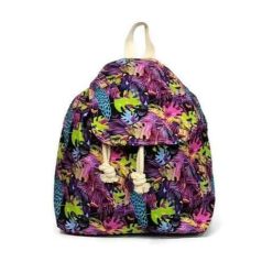 Zsinóros szájú hátizsák, színes levélmintás