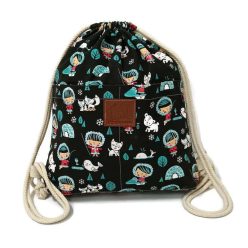 Utcai tornazsák, fekete alapon eszkimó mintás