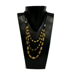 Nyaklánc, női, 3 soros üveg gyöngyös