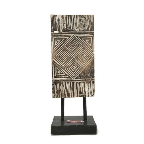 Fa panel, sötétbarna antikolt szögletes spirál mintás "S"