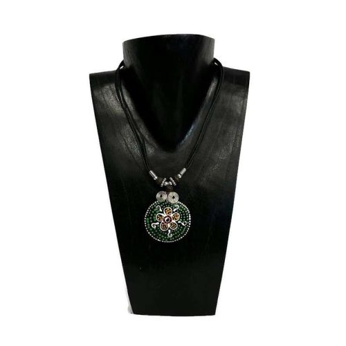 Nyaklánc, női, festett kókuszhéj medállal kerek