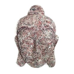   Üvegmozaik lámpabúra, Buddha fej "S" piros-fekete