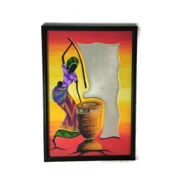 Fa kép tükörrel, afrikai doboló nő