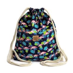 Utcai tornazsák, sötétkék alapon flamingós