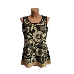 UDG ujjatlan felső, fekete alapon homokszínű mintával