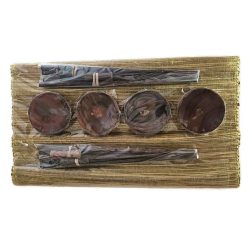   Sushi szett 4 személyes szantálos tányéralátéttel sárga