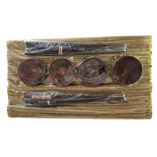 Sushi szett 4 személyes szantálos tányéralátéttel sárga