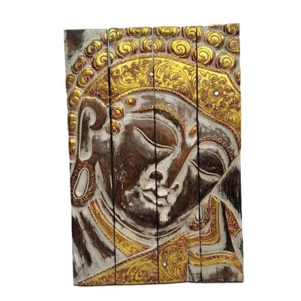 Buddha kép falra 4 részes, összecsukható barna festett