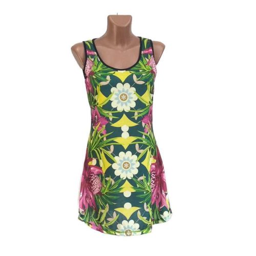 UDG rövid ruha, sárga virágos