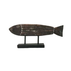 Fa panel, torpedó hal antik sötétbarna "S"