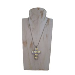   Kereszt medál – csiszolt, szögletes kristályüvegből kirakva, nemesacél foglalatban