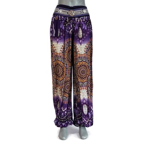 Jázmin nadrág hátul gumis derékkal lila, mandala mintával