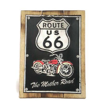 Fatábla fém nyomattal, motoros dizájn Route 66